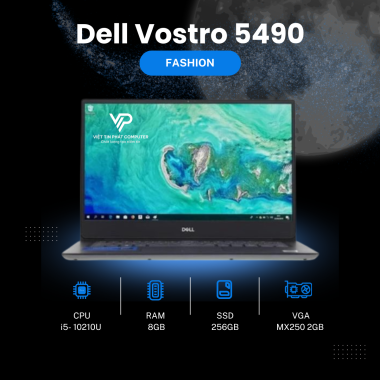 [Like new] Dell Vostro 5490 / Intel Core i5-10210U / Ram  8GB / DDR4 SSD 256G / NVMe  MX250 2G 14 FHD nhôm bạc