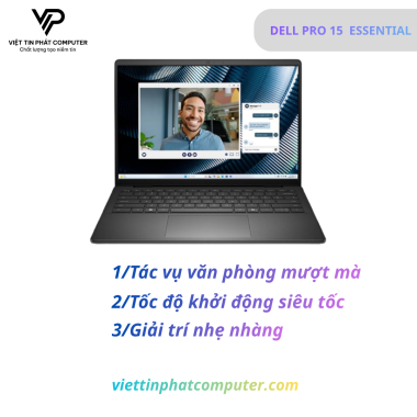 [ New] DELL PRO 15 ESSENTIAL PV15255 /  AMD Ryzen 5 7520U / Ram 8GB D5 / SSD 512GB /Màn hình 15.6 FHD /  Bàn phím US ENG/KB / Hệ điều hành  UBUNTU / Màu Black