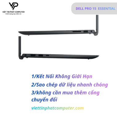 [ New] DELL PRO 15 ESSENTIAL PV15255 /  AMD Ryzen 5 7520U / Ram 8GB D5 / SSD 512GB /Màn hình 15.6 FHD /  Bàn phím US ENG/KB / Hệ điều hành  UBUNTU / Màu Black