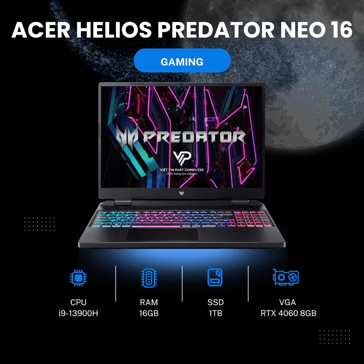ACER HELIOS PREDATOR NEO 16 i9-13900HX | 16GB | 1TB | RTX 4060 8GB | 16.1