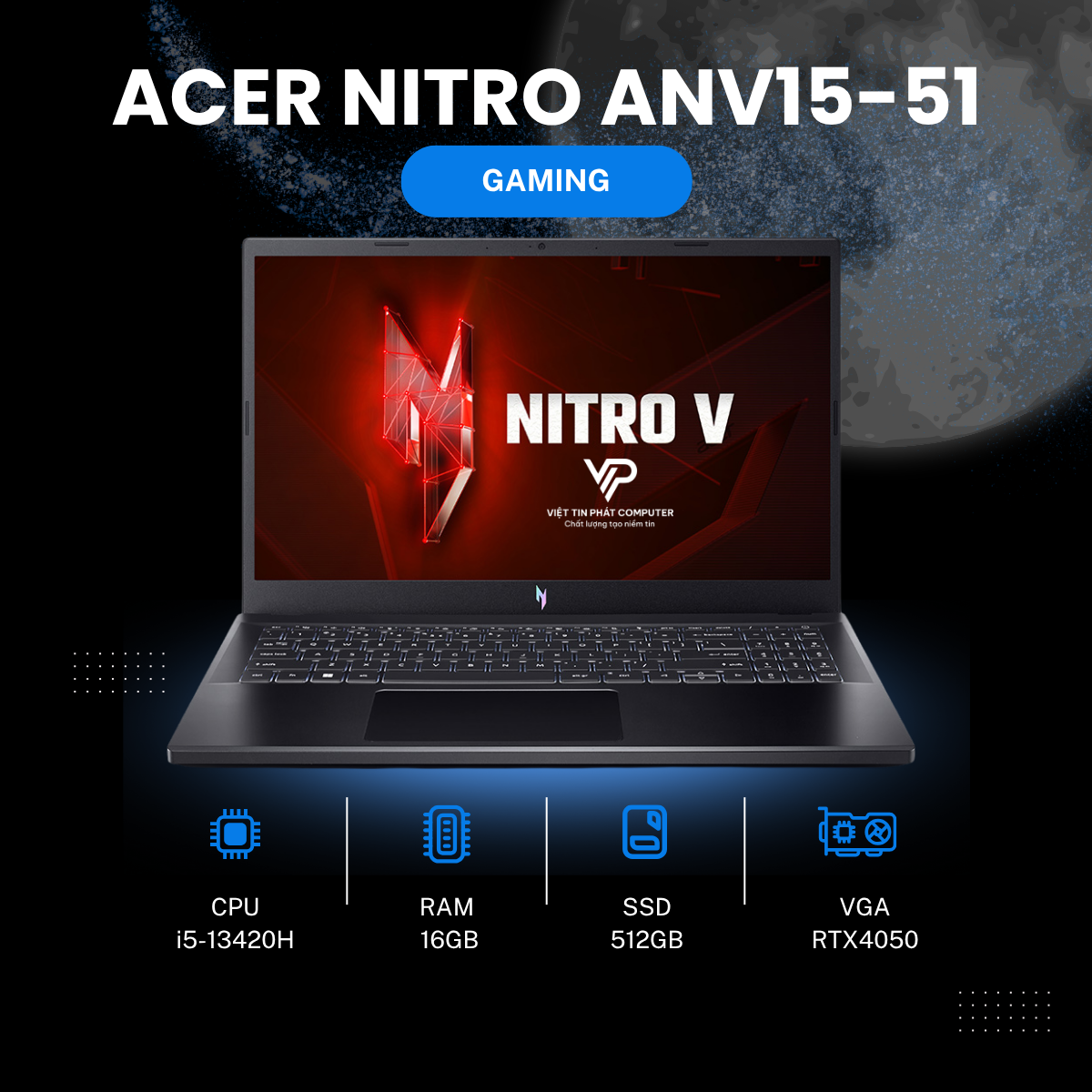ACER NITRO ANV15-51 i5-13420H | 16GB | 512GB | RTX4050 6G | 15.6