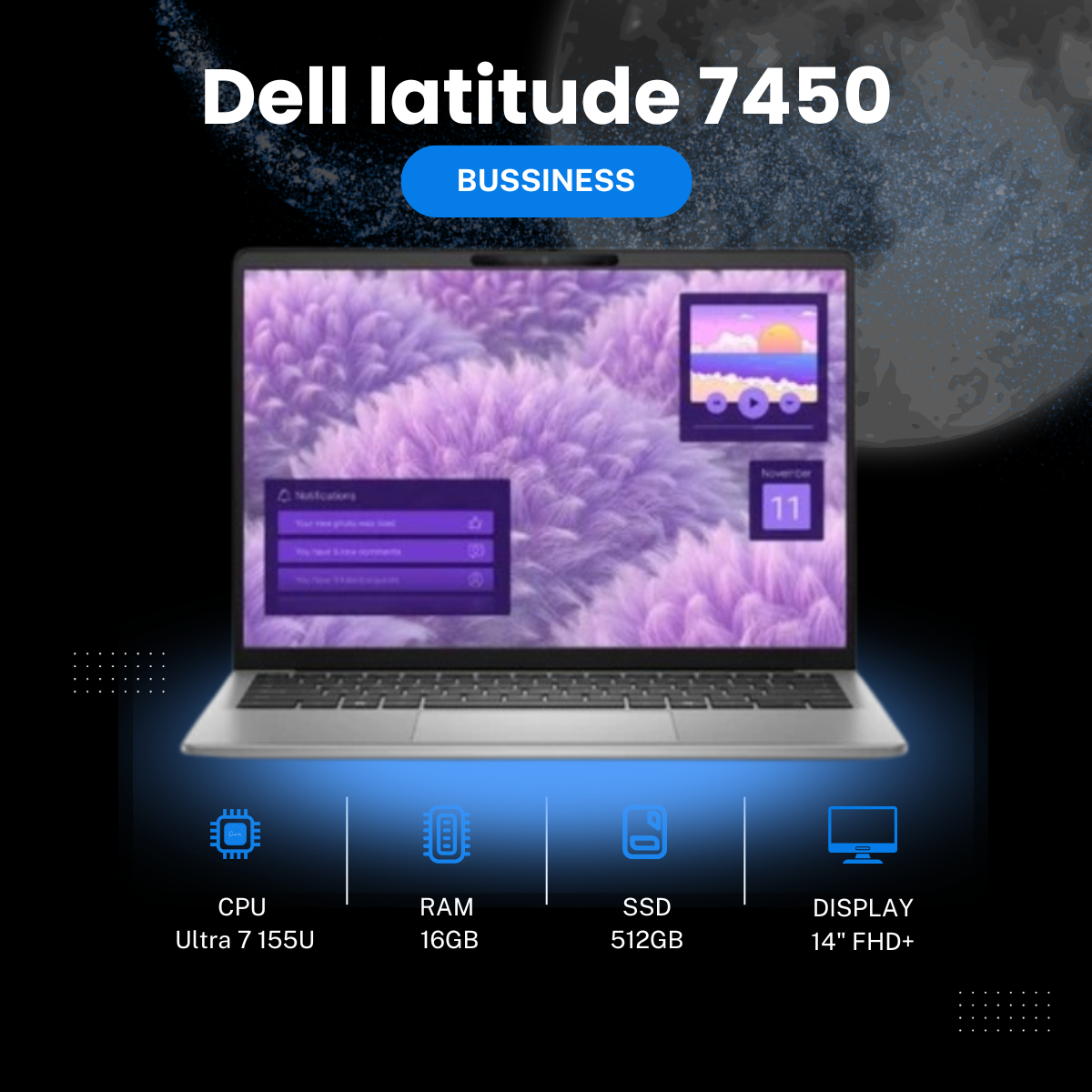 [Like New] Dell latitude 7450 / Intel Core Ultra 7 155U / Ram 16G / SSD 512GB / Màn hình 14.0” FHD+ / Vỏ nhôm cao cấp