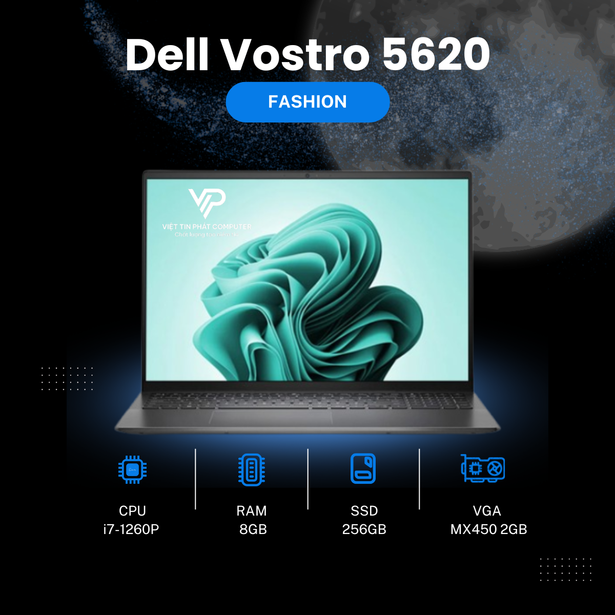 [ Like new] Dell Vostro 5620 / Intel Core i7-1260P / Ram 8GB DDR4 / SSD 256G  NVMe /  Màn 16