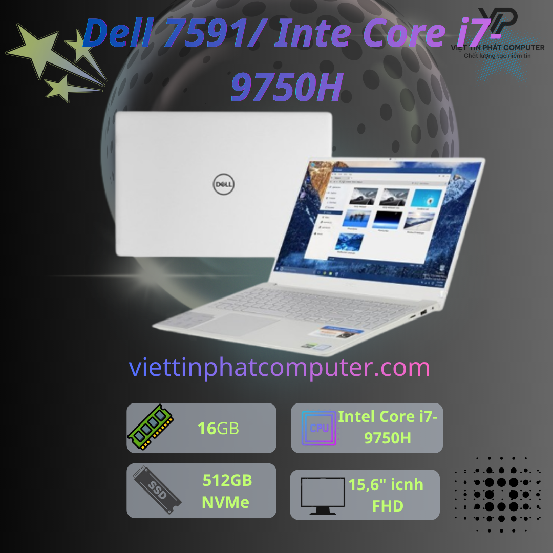 [Like New] Dell 7591/ Intel Core i7-9750H / Ram 16G /  SSD 512GB / Card rời  GTX1650 4G / Màn hình 15.6