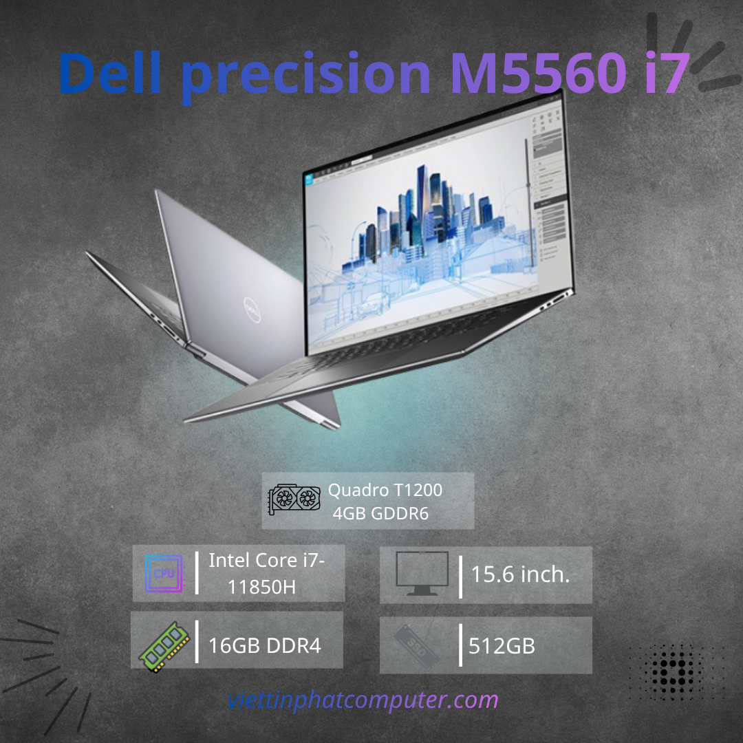 [Like new] Dell precision M5560 Intel Core i7-11850H/ ram16G / SSD 512G / card đồ họa T1200 4G / 15.6