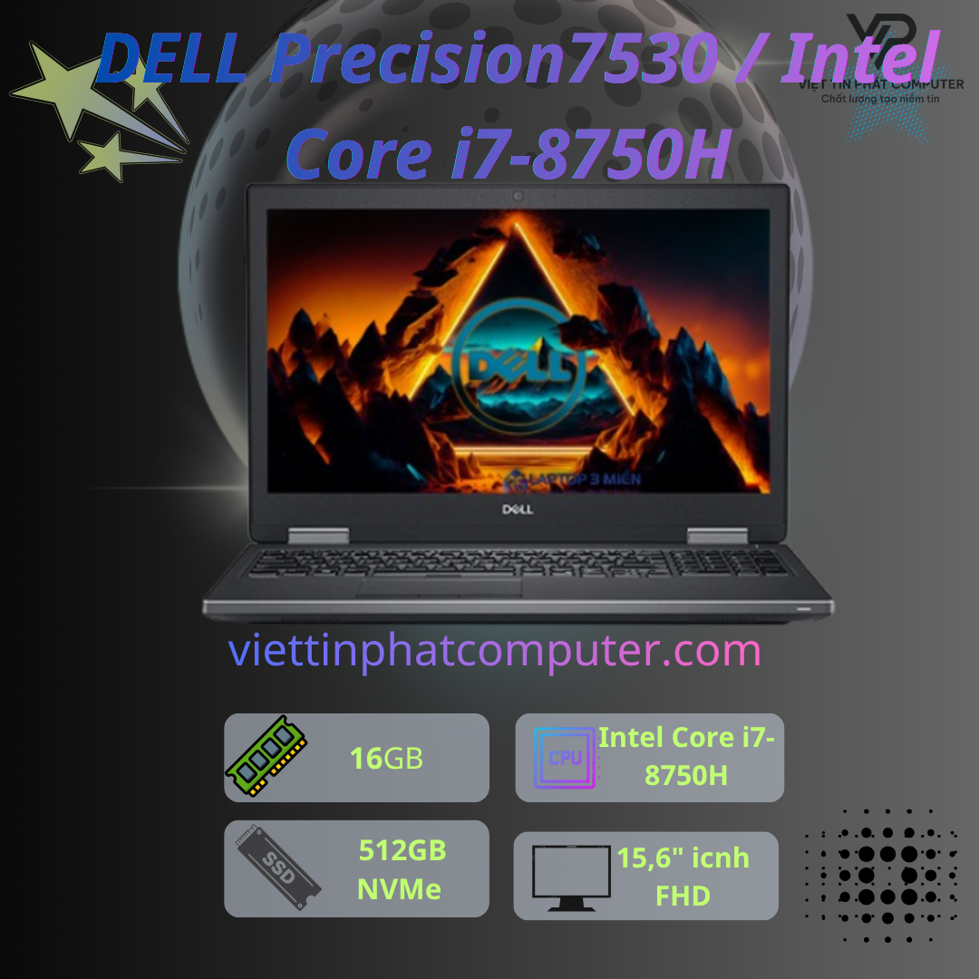[Like New] DELL Precision7530 / Intel Core i7-8750H / Ram 16G / SSD 512GB / Card rời P3200 / Màn hình  15,6
