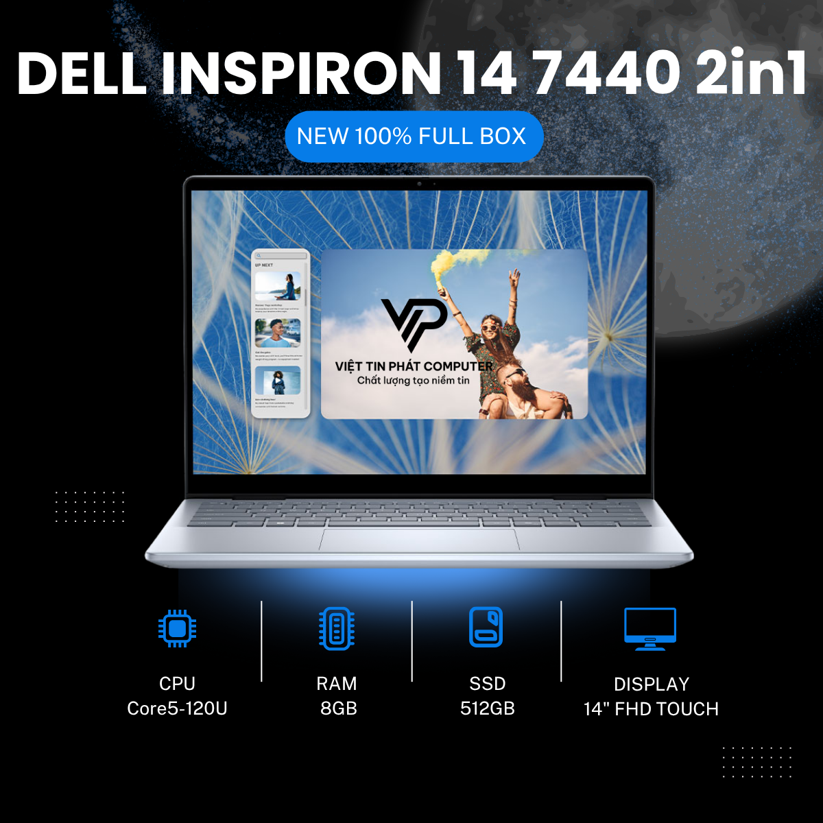 [NEW 100%] DELL INSPIRON 14 7440 2in1 core 5-120U | 8GB | 512GB | 14