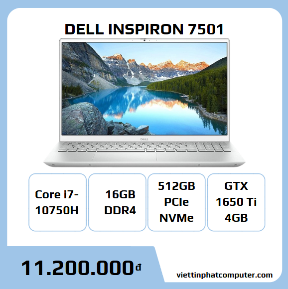 DELL INSPIRON 7501 I7-10750H/16G/512G SSD/GTX1650TI 4G/ 15.6