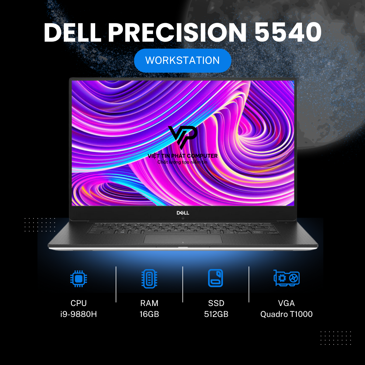 DELL PRECISION 5540 I9-9880H RAM 16G SSD 512G T2000 15.6