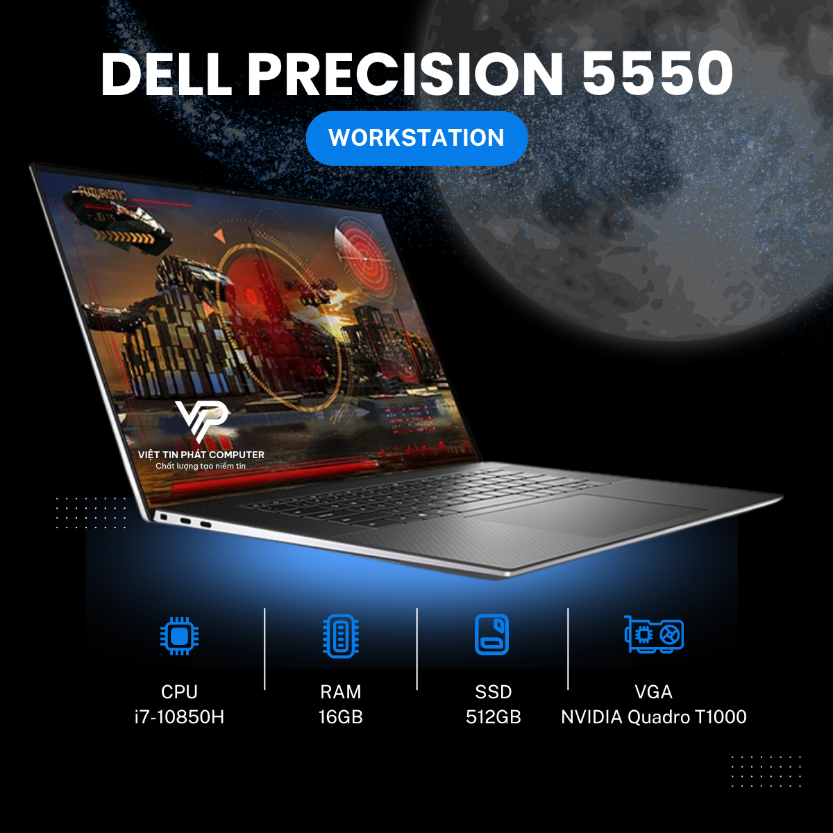 DELL PRECISION 5550 I7-10850H RAM 16G SSD 512G T1000 15.6