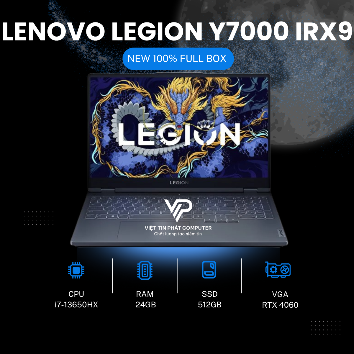 [New 100%] Lenovo Legion Y7000 IRX9 2024 i7-13650HX | 24GB | 512GB | RTX 4060 8GB | 15.6