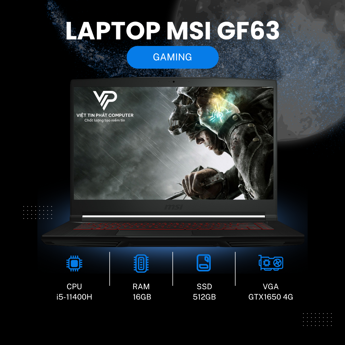 MSI GF63 i5-11400H RAM 16G SSD 512G GTX1650 4G 15.6