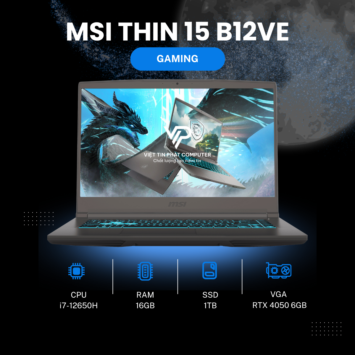 MSI THIN 15 B12VE i7 12650H | 16GB | 1TB | RTX 4050 6G | 15.6