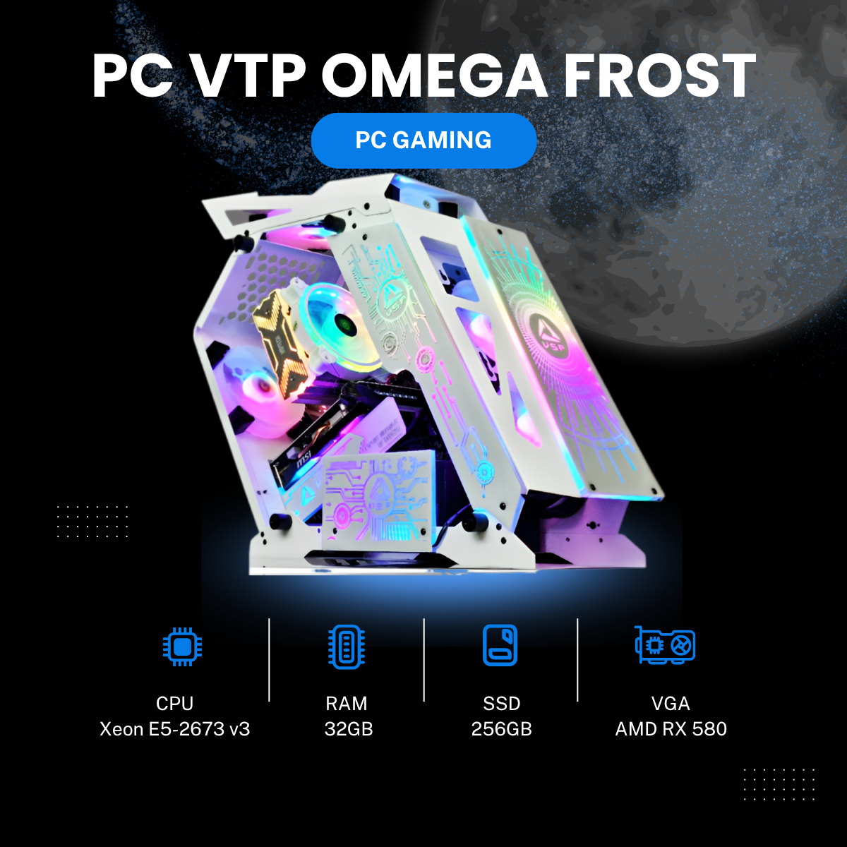 PC VTP OMEGA FROST Xeon E5-2673 v3 | RAM 32GB | SDD 256GB | AMD Redeon RX 580 2048SP