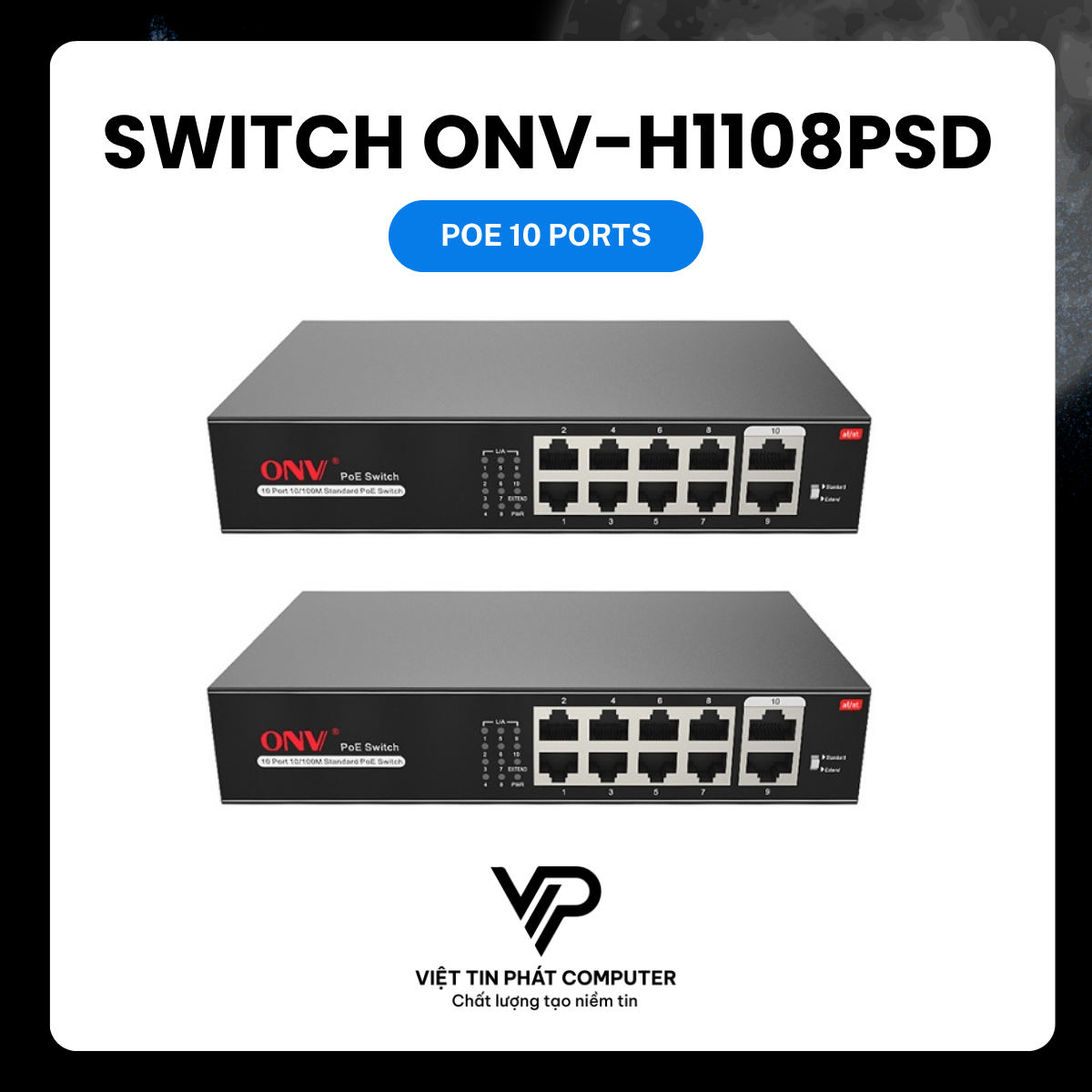 SWITCH POE ONV-H1108PSD 10-PORTS 10/100Mbps