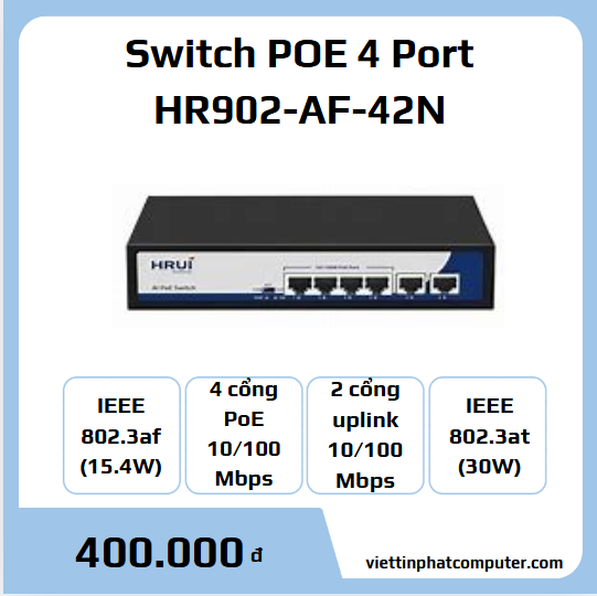 Switch POE 4 Port HR902-AF-42N